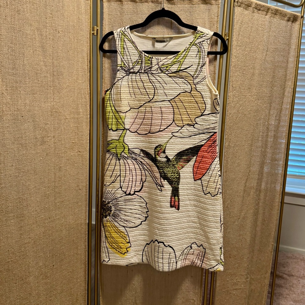 Desigual Floral Quilted Hummingbird Mini Dress M
